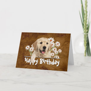 Carte Anniversaire Golden Retriever en Cuir Brown