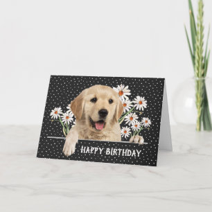 Carte Anniversaire Golden Retriever en Pois