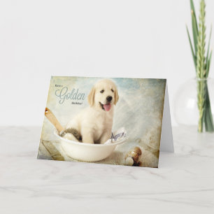 Carte Anniversaire Golden Retriever Puppy Spa thème