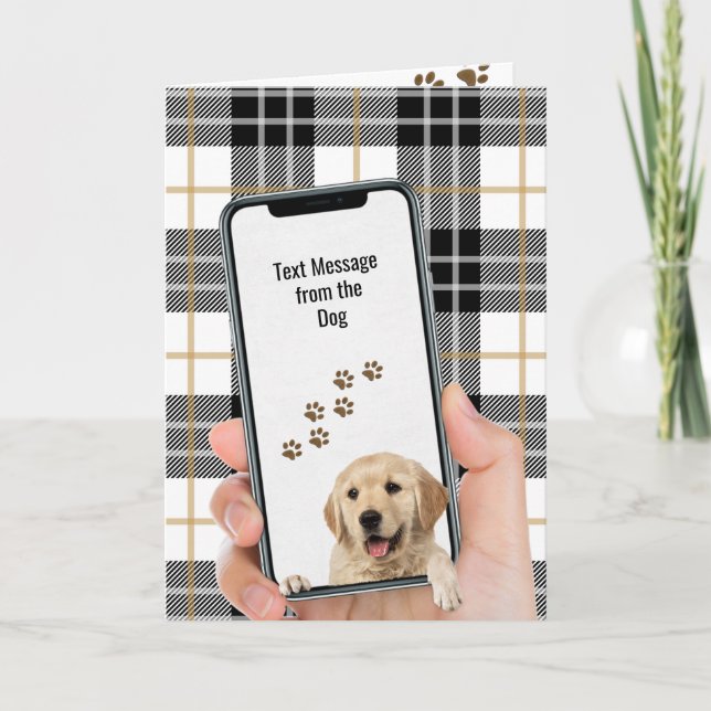 Carte Anniversaire Golden Retriever SMS cellulaire (Devant)