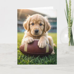 Carte Anniversaire Golden Retriever Sur Un Football