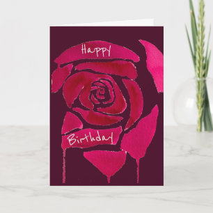 Carte Anniversaire gothique abstrait rose d'aquarelle