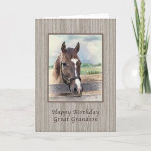 Carte Anniversaire, Grand-Petit-fils, Cheval Brown avec 