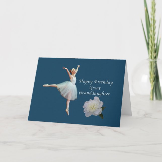 Carte Anniversaire, Grande-fille, Ballerina sur Bleu (Devant)
