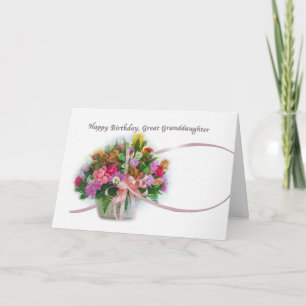 Carte Anniversaire, Grande Petite-fille, Panier à fleurs