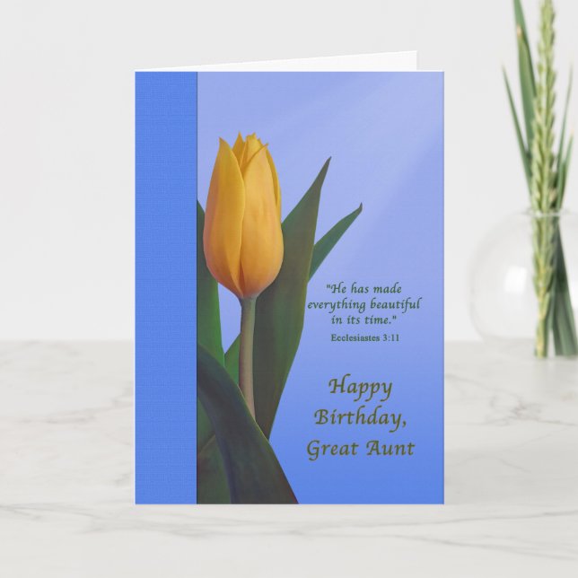Carte Anniversaire, Grande Tante, Fleur de tulipe dorée (Devant)