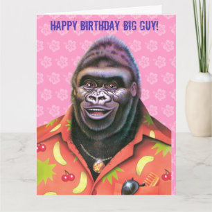 Carte Anniversaire Grande Vain Gorilla design.
