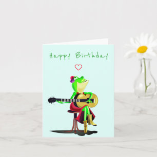 Carte Anniversaire Grenouille Jouer Guitare - Drôl