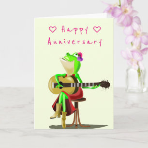 Carte Anniversaire Grenouille romantique avec guit