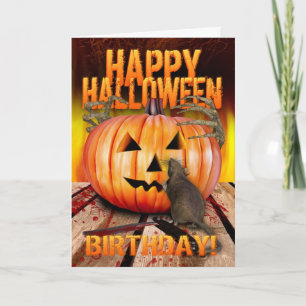 Carte Anniversaire Halloween Citrouille Rat, Squelette M