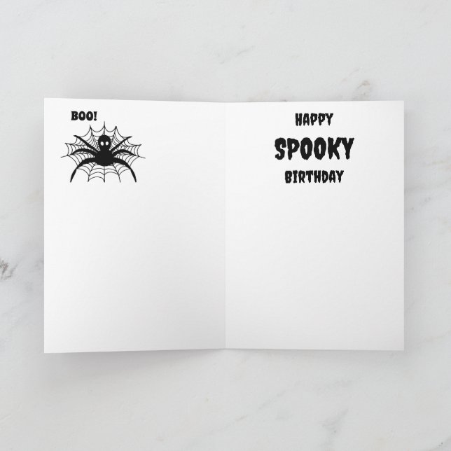Carte Anniversaire Halloween noir rétro fantôme effrayan (Intérieur)