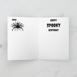 Carte Anniversaire Halloween noir rétro fantôme effrayan