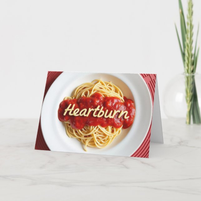 Carte Anniversaire Heartburn Spaghetti Dîner (Devant)