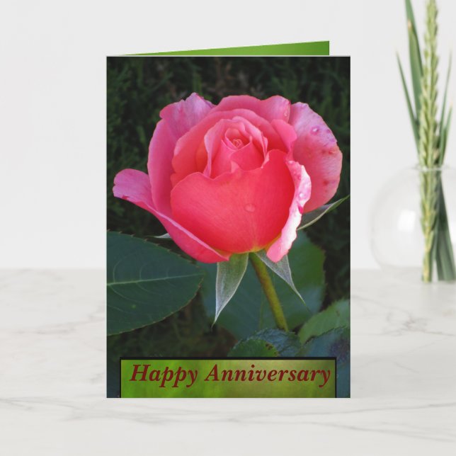 Carte Anniversaire heureux de rose de rose (Devant)