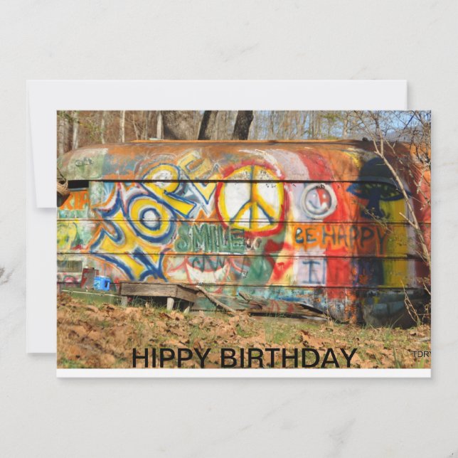 CARTE ANNIVERSAIRE HIPPIE (Devant)