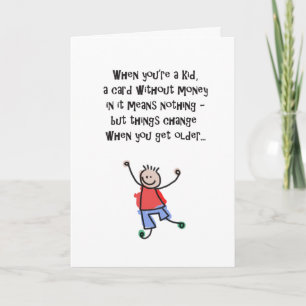 Carte Anniversaire Humoristique Sans Argent !