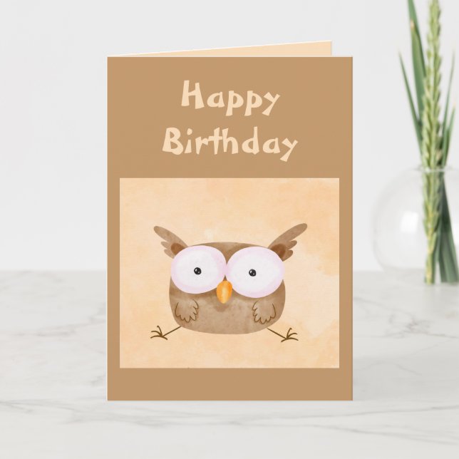 Carte Anniversaire Humour amusant Chouette Choquée Oisea (Devant)