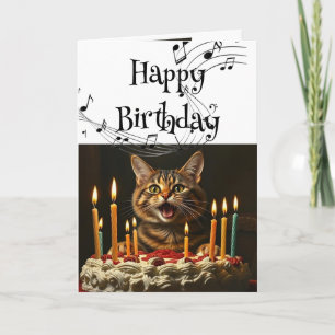 Carte Anniversaire Humour mignon Chat chantant pour vous