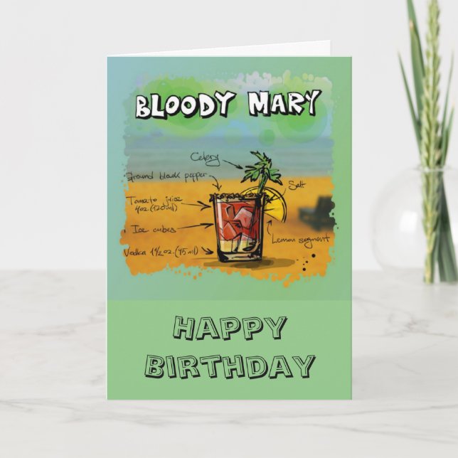 Carte Anniversaire/humour - recette de Mary sanglante (Devant)