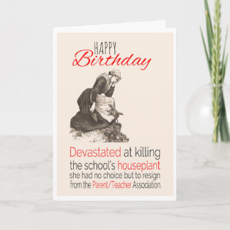 Carte Anniversaire, Humour victorien, Plante de l'école 