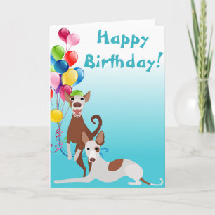 Carte Anniversaire Ibizan Hound Chien animal avec ballon