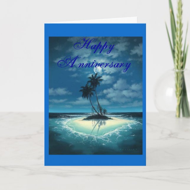 Carte Anniversaire Île-Romance et heureux (Devant)