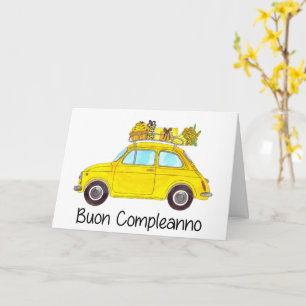 Carte Anniversaire italien Retro Fiat 500