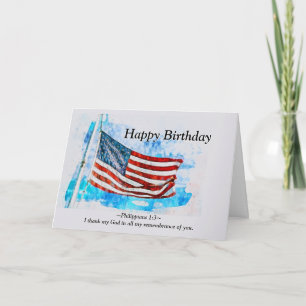 Carte Anniversaire Jérémie 29:11 Bible drapeau américain