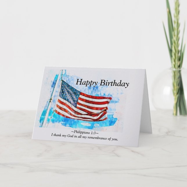 Carte Anniversaire Jérémie 29:11 Bible drapeau américain (Devant)