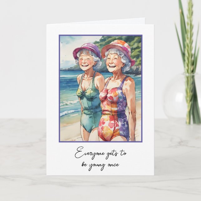 Carte Anniversaire Jeunes Femmes En maillots De Bain (Devant)