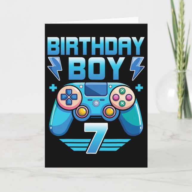 Carte Anniversaire Joueur Vidéo Garçon 7e fête d'anniver (Devant)