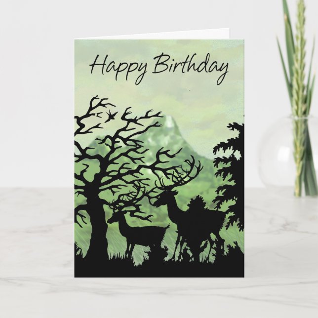 Carte Anniversaire Joyeux Anniversaire Avec Cerf (Devant)