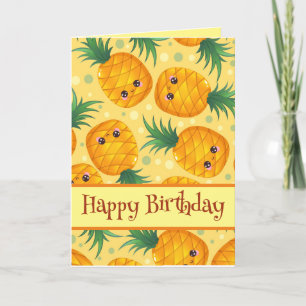 Carte Anniversaire joyeux de l'ananas mignon