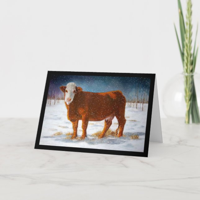 CARTE ANNIVERSAIRE : JOYEUX JOUR DU BOEUF : ART PASTEL,  (Devant)