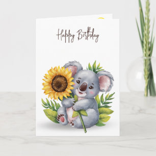 Carte Anniversaire Koloa Bear tenant un tournesol