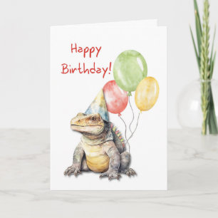 Carte Anniversaire Komodo Dragon Lizard Party Casquette 