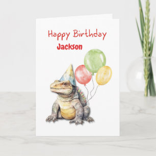 Carte Anniversaire Komodo Dragon Lizard Party Casquette 