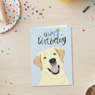 Carte Anniversaire Labrador Lab Retriever Jaune