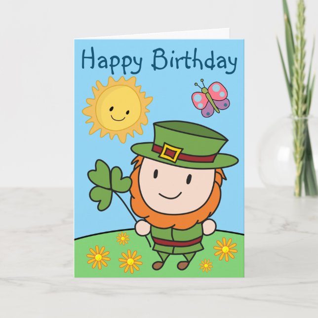 Carte Anniversaire Leprechaun (Devant)