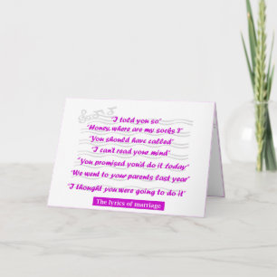 Carte Anniversaire - les textes du mariage