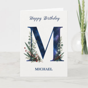 Carte Anniversaire Lettre M pour Lui Nom Personnalisé Bl