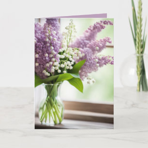 Carte Anniversaire Lily de la Vallée et Lilac Bouquet