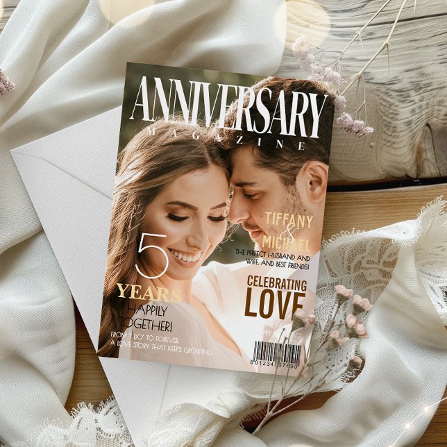 Carte Anniversaire Magazine couverture mari | Photo de l (Celebrate your journey together & express your love with our wedding anniversary collage photo cards)