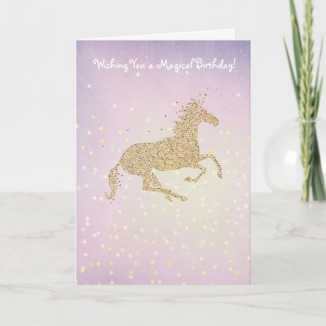 Carte Anniversaire magique de licorne (Devant)
