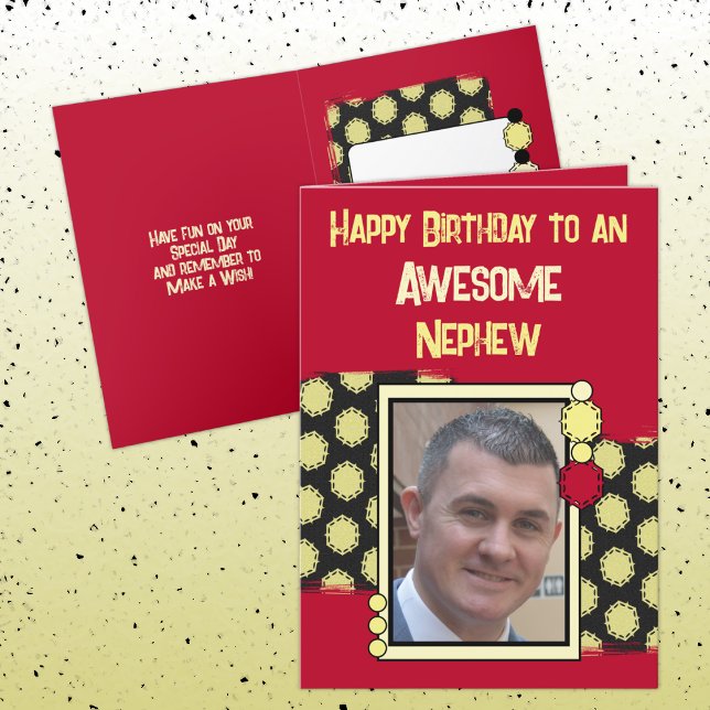 Carte Anniversaire magnifique neveu photo rouge noir (Créateur téléchargé)