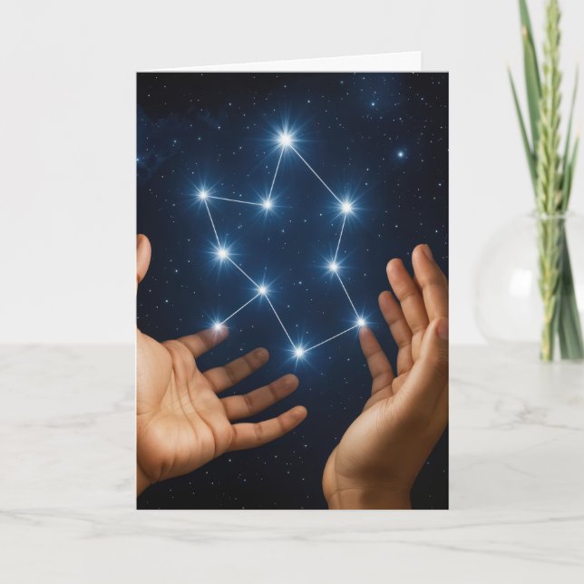 Carte Anniversaire Mains tenant l'étoile Constellation (Devant)