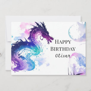 Carte Anniversaire majestueux du dragon coloré