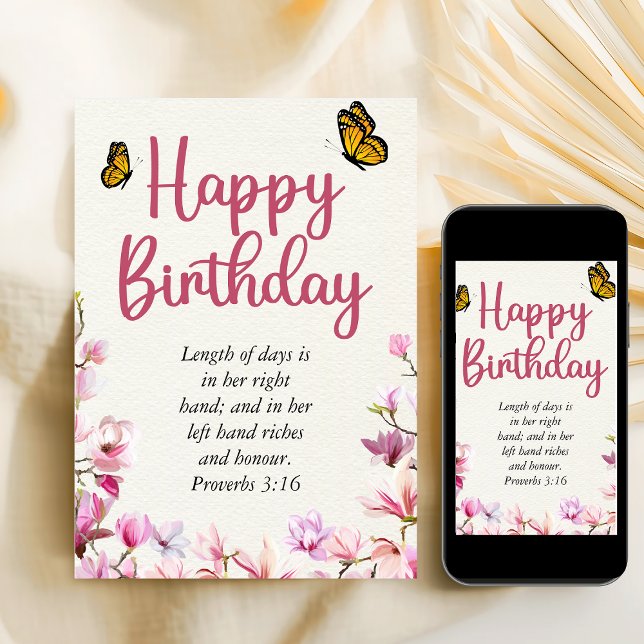 Carte Anniversaire Maman Rose Floral Texte (Bible Verse Birthday Mom Pink Floral Printable Card
)