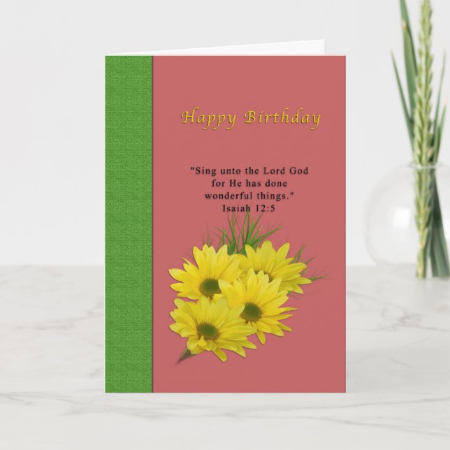 Carte Anniversaire, Marguerites Jaunes, Religieux (Devant)