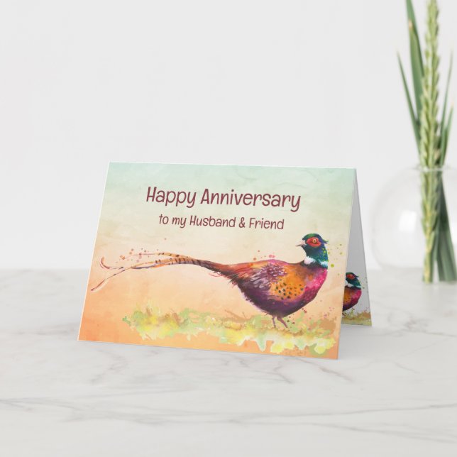 Carte Anniversaire Mari Ami Pheasant Jeu Oiseau (Devant)